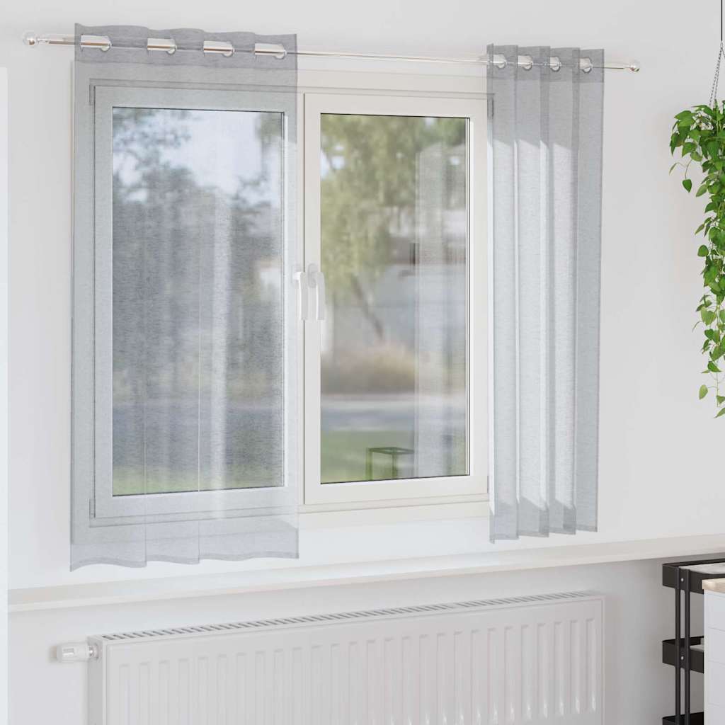 Voilage 2 pièces gris foncé 175 x 140 cm polyester