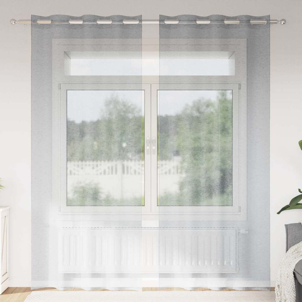 Voile-Vorhang 2 pcs Dunkelgrau 260 x 140 cm Polyester