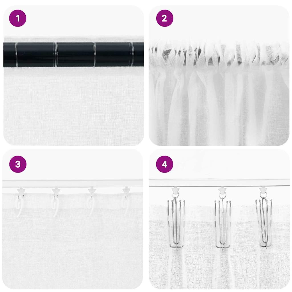 Voilage avec rideaux 2 pcs Blanc 175 x 140 cm Polyester
