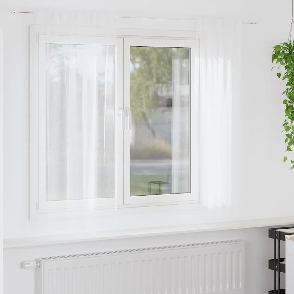 Voilage avec rideaux 2 pcs Blanc 175 x 140 cm Polyester
