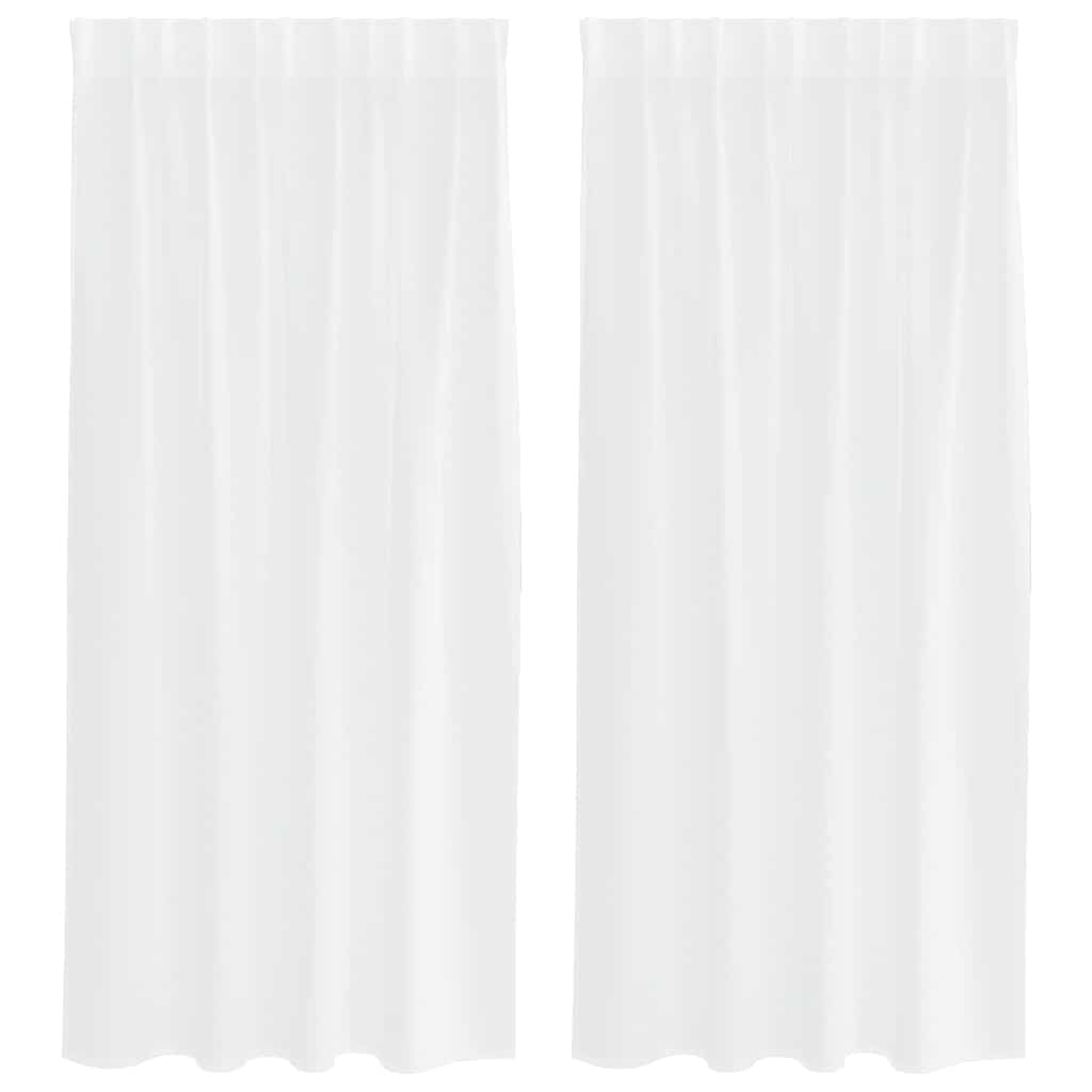 Voilage avec rideaux 2 pcs Blanc 175 x 140 cm Polyester