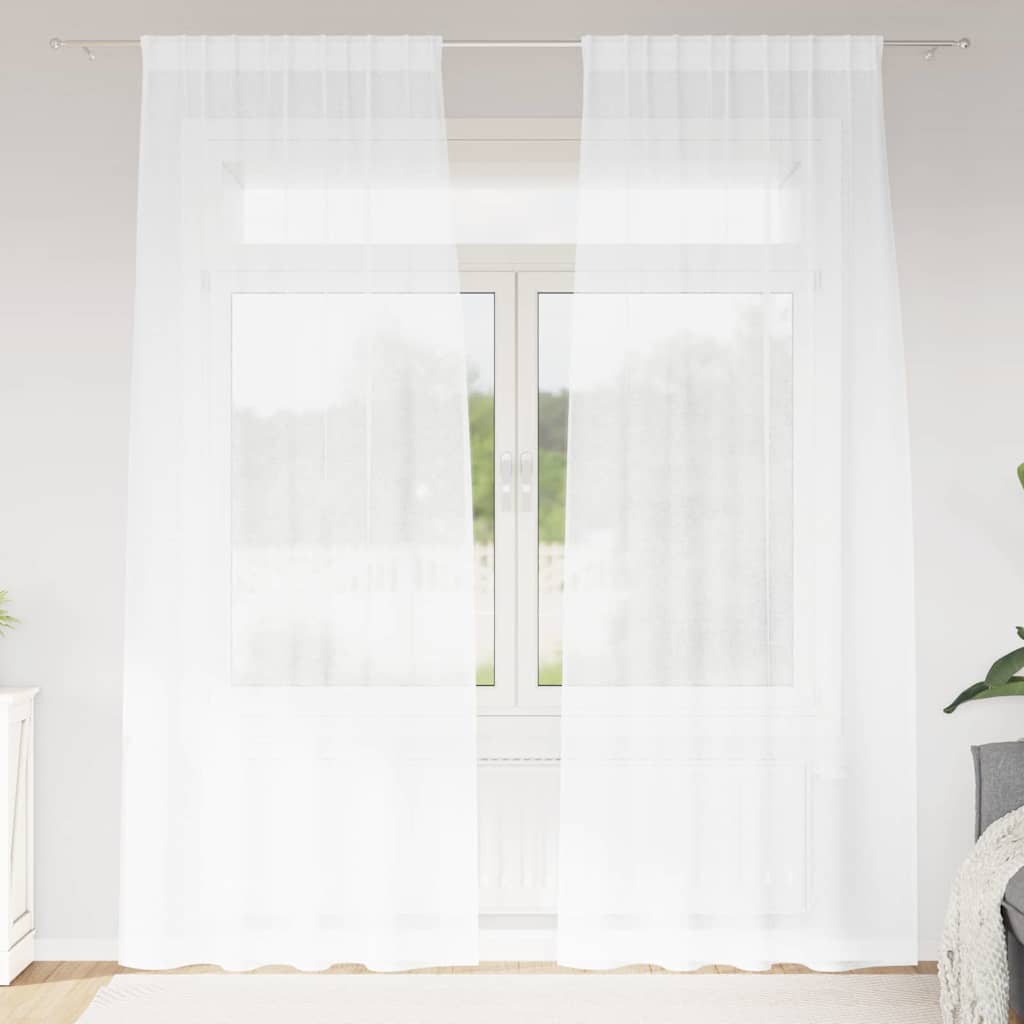 Voilage avec rideaux 2 pièces Blanc 245 x 140 cm Polyester