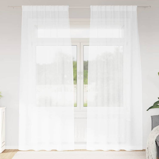 Voilage avec rideaux 2 pièces Blanc 245 x 140 cm Polyester