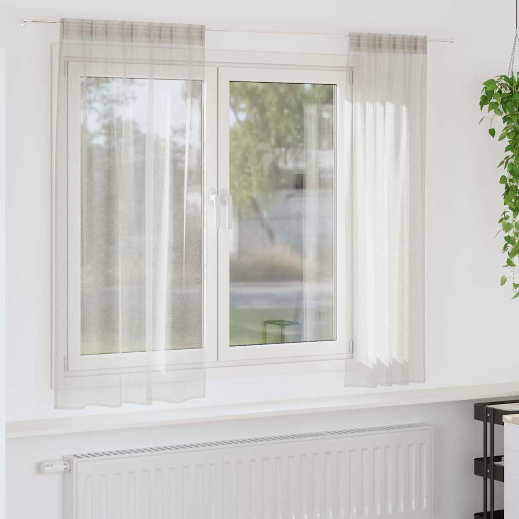 Voilage avec rideaux 2 pcs Crème 175 x 140 cm Polyester