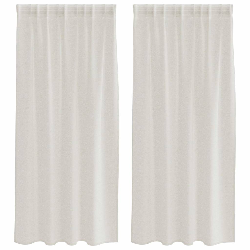 Voilage avec rideaux 2 pcs Crème 175 x 140 cm Polyester