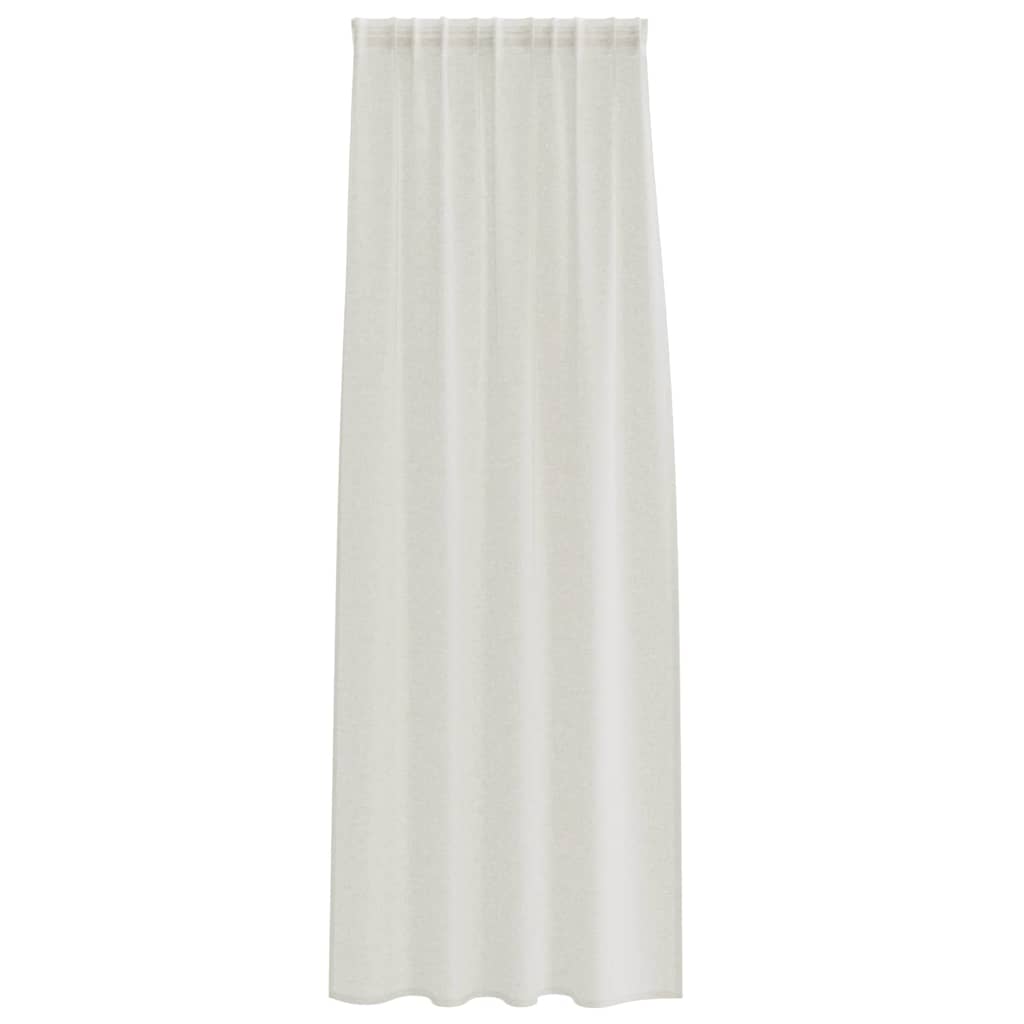 Voile Curtain with Drapes 2 pcs Cream 225 x 140 cm Polyester