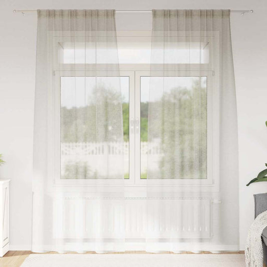 Voile-Vorhang mit Vorhängen 2 pcs Creme 245 x 140 cm Polyester