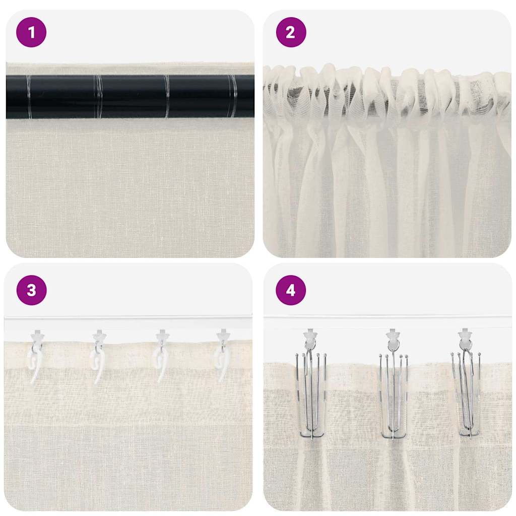 Voilage et rideaux 2 pcs Crème 260 x 140 cm Polyester