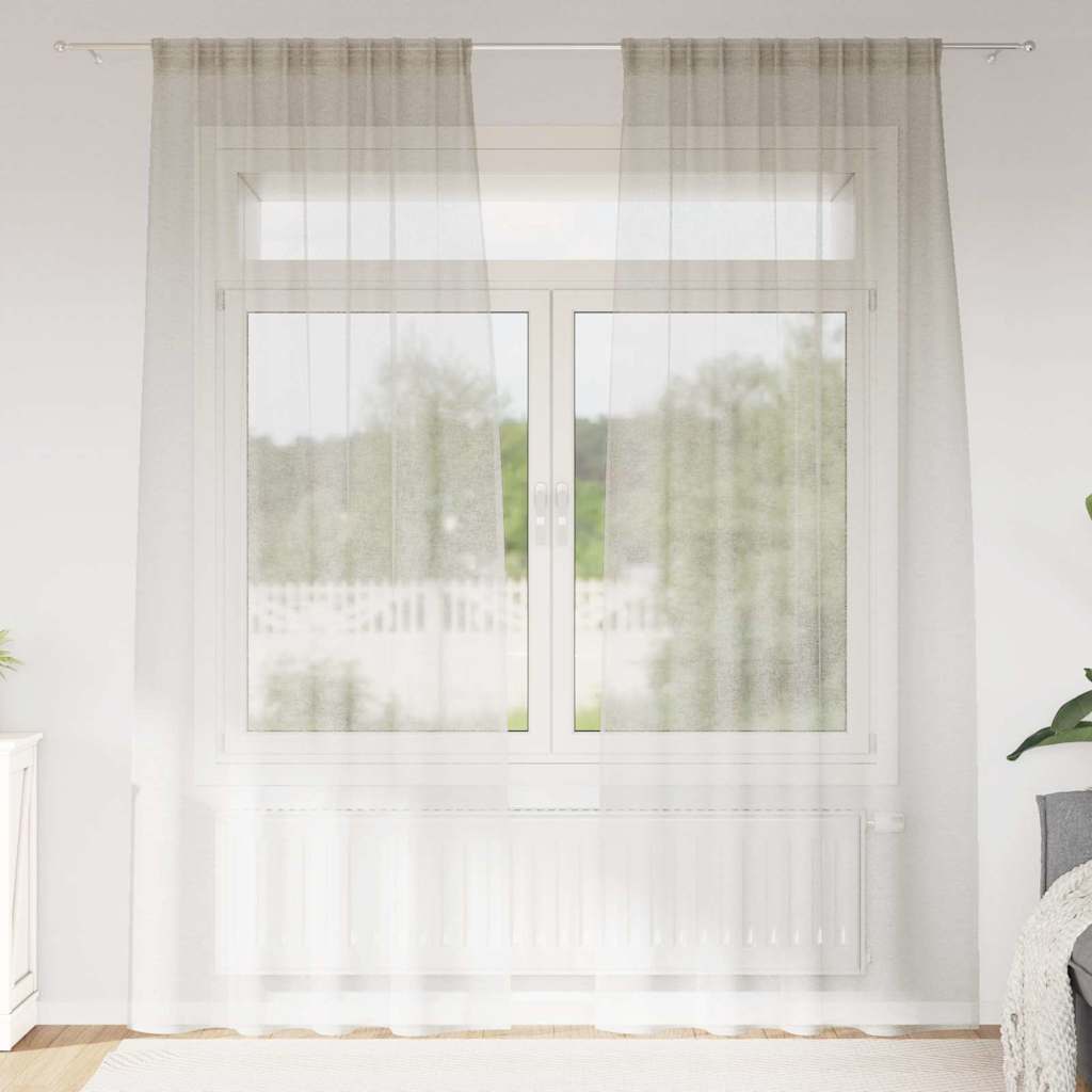 Voilage et rideaux 2 pcs Crème 260 x 140 cm Polyester