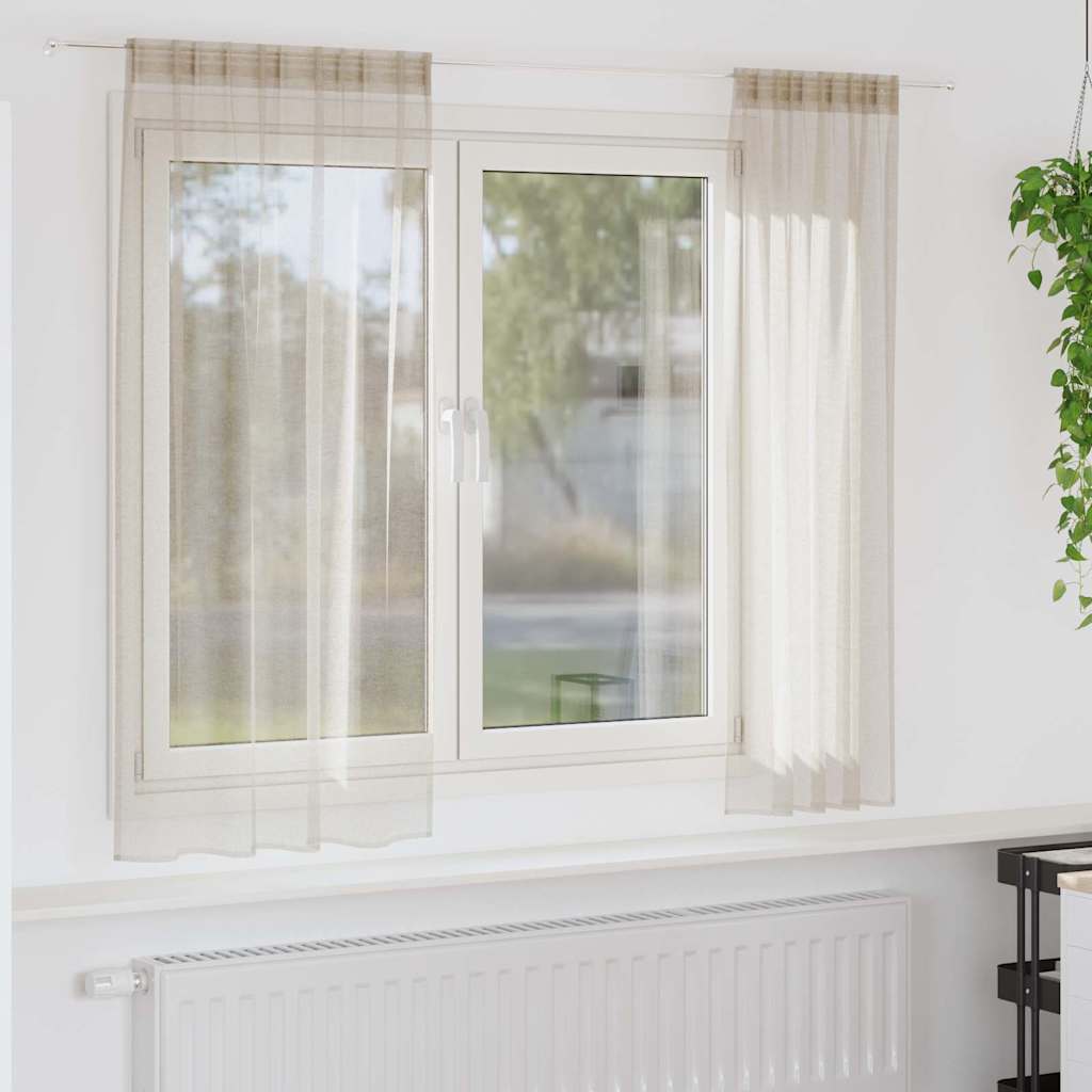 Voilage avec rideaux 2 pcs Sable 175 x 140 cm Polyester