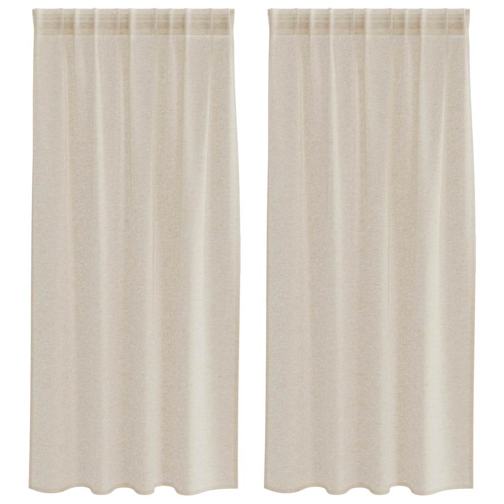 Voilage avec rideaux 2 pcs Sable 175 x 140 cm Polyester