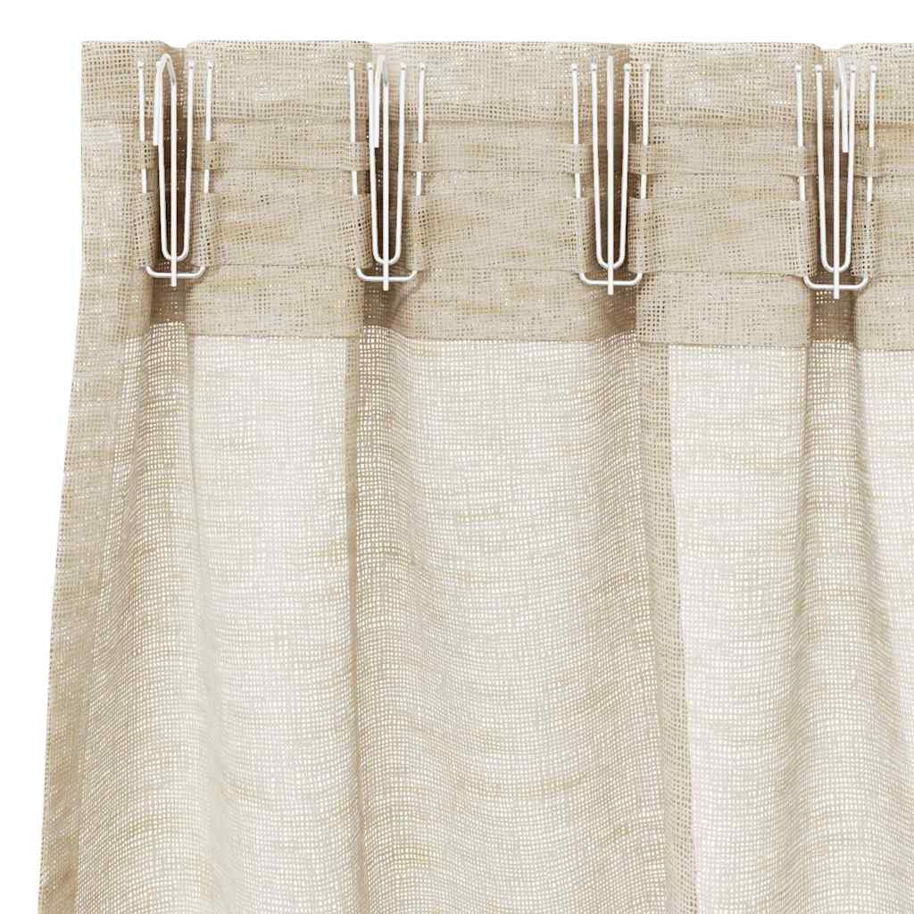 Sheer curtain with drapes 2 pcs Sand 260 x 140 cm Polyester