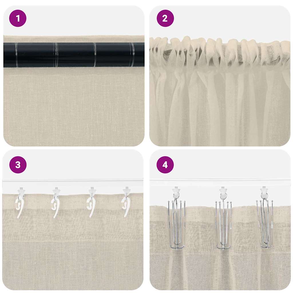 Sheer curtain with drapes 2 pcs Sand 260 x 140 cm Polyester