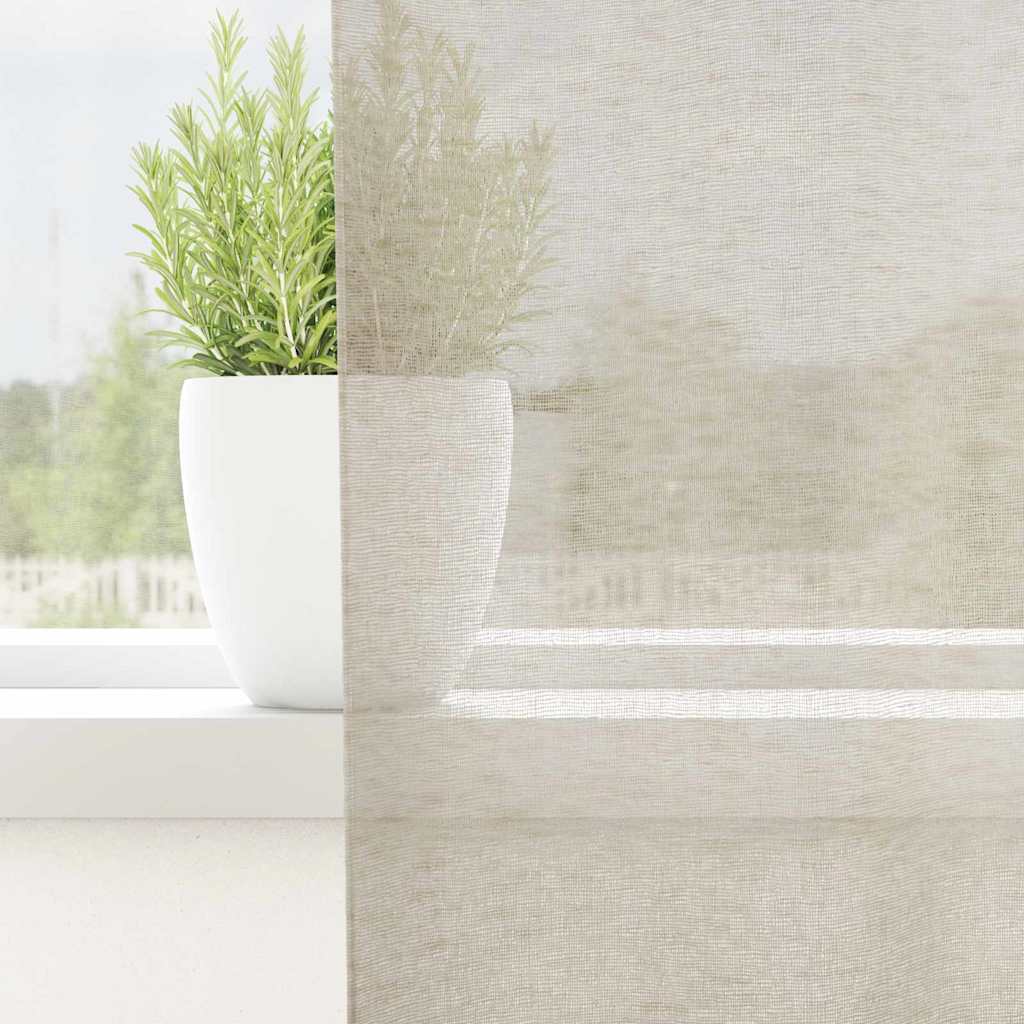 Sheer curtain with drapes 2 pcs Sand 260 x 140 cm Polyester