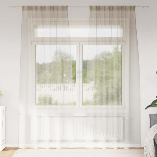 Voilage avec rideaux 2 pcs Sable 260 x 140 cm Polyester