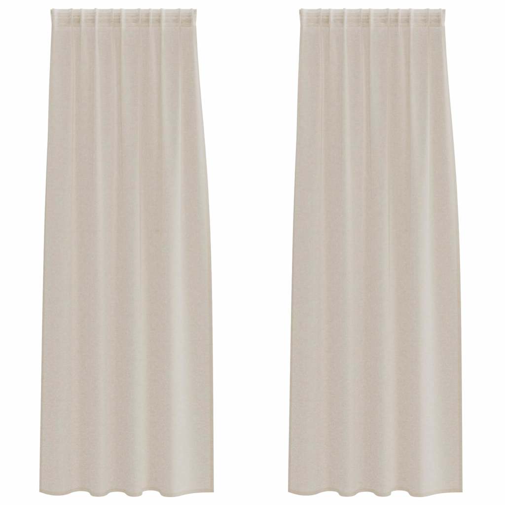 Sheer curtain with drapes 2 pcs Sand 260 x 140 cm Polyester