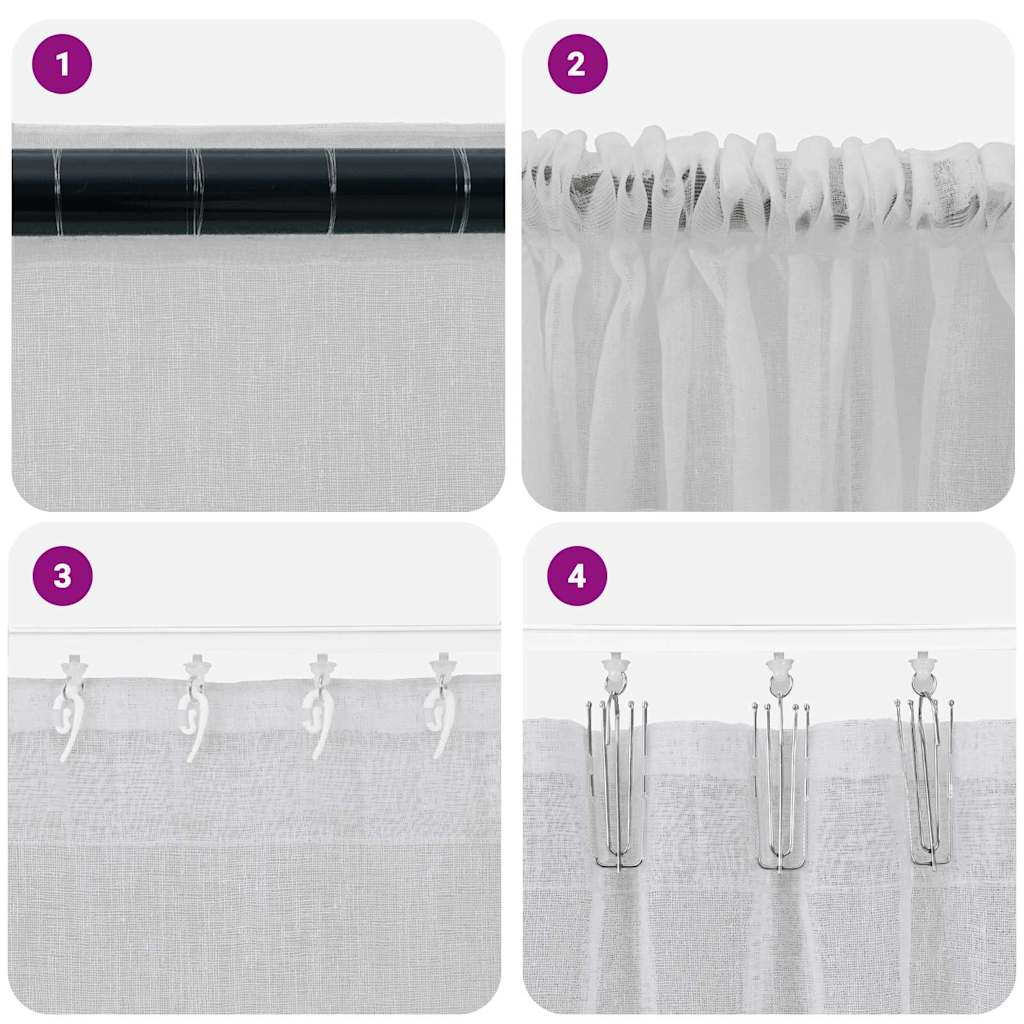 Voile-Vorhang 2 pcs Hellgrau 225 x 140 cm Polyester