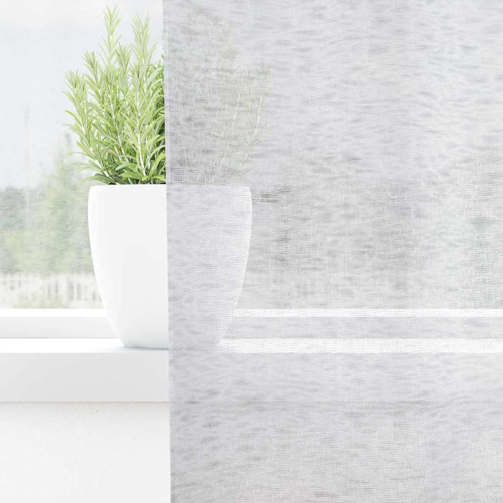 Voile-Vorhang 2 pcs Hellgrau 225 x 140 cm Polyester