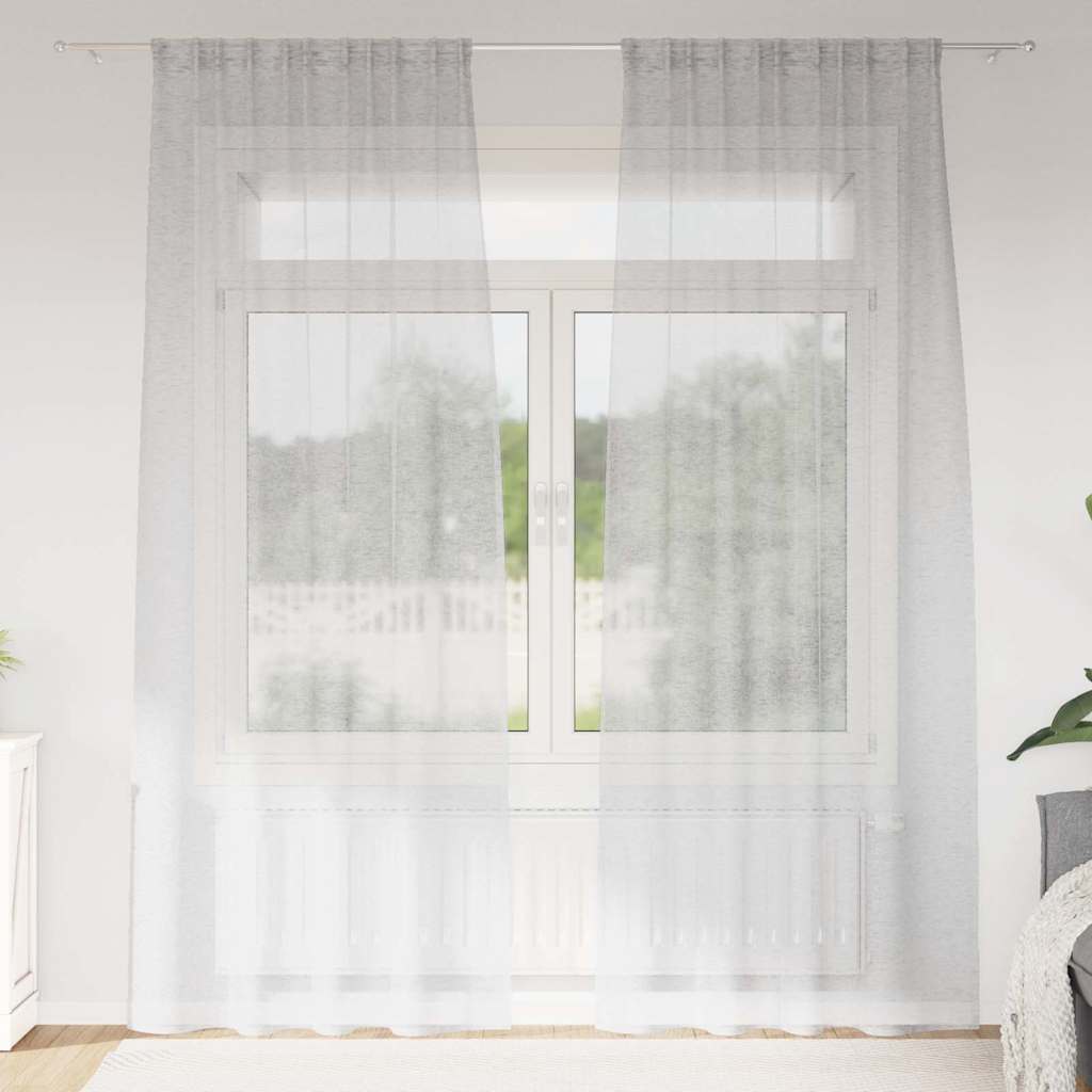 Voile-Vorhang 2 pcs Hellgrau 225 x 140 cm Polyester