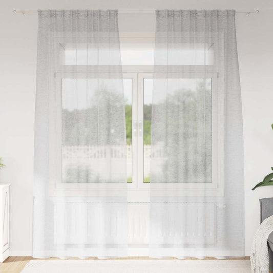 Voile-Vorhang 2 pcs Hellgrau 225 x 140 cm Polyester