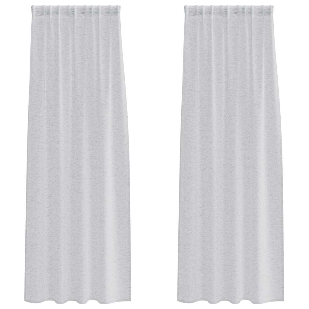 Voile-Vorhang 2 pcs Hellgrau 225 x 140 cm Polyester