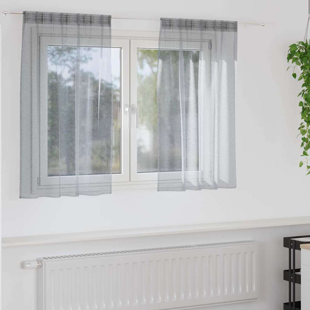 Voilage 2 pièces Gris foncé 140 x 140 cm Polyester