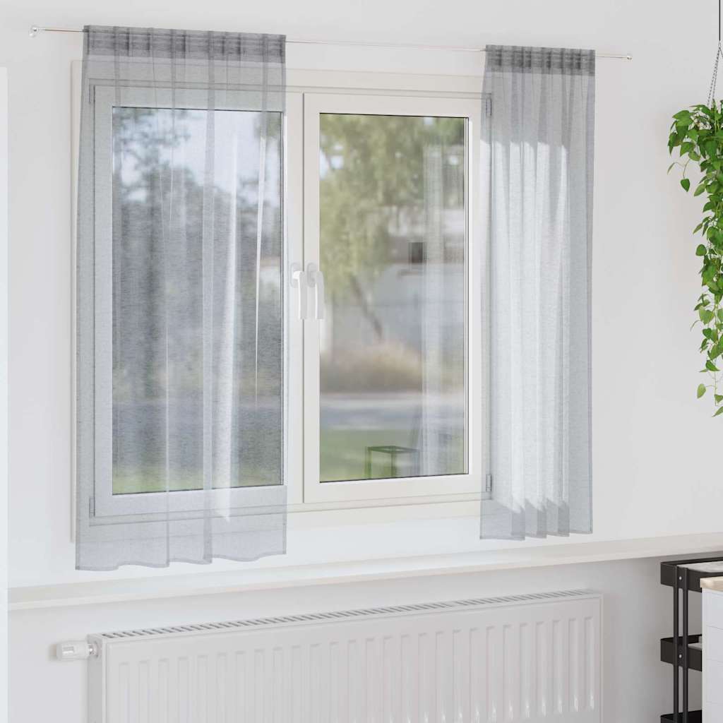 Voilage 2 pièces gris foncé 175 x 140 cm polyester