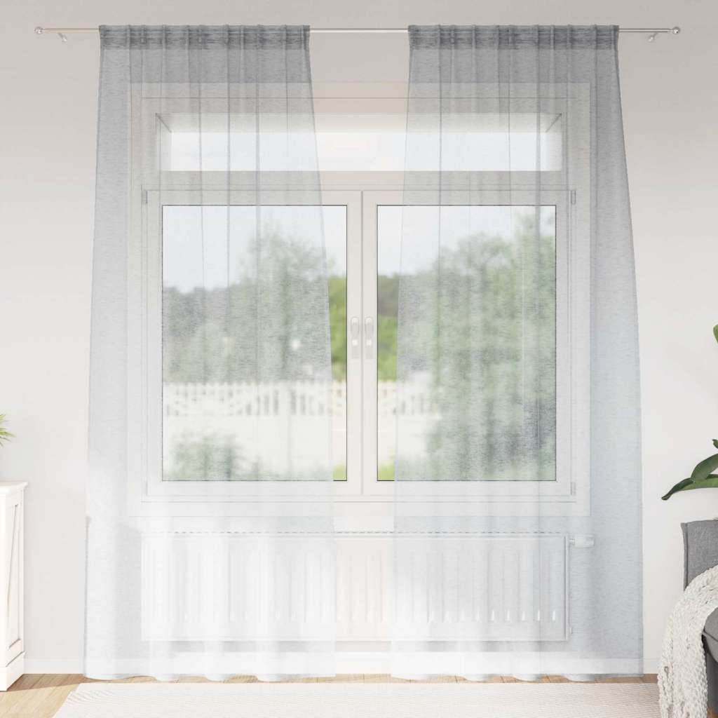 Voilage 2 pièces gris foncé 245 x 140 cm Polyester