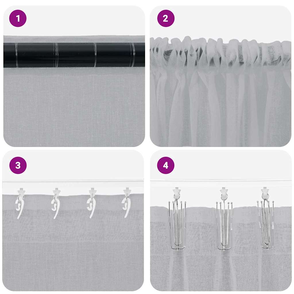 Voilage 2 pcs Gris foncé 260 x 140 cm Polyester