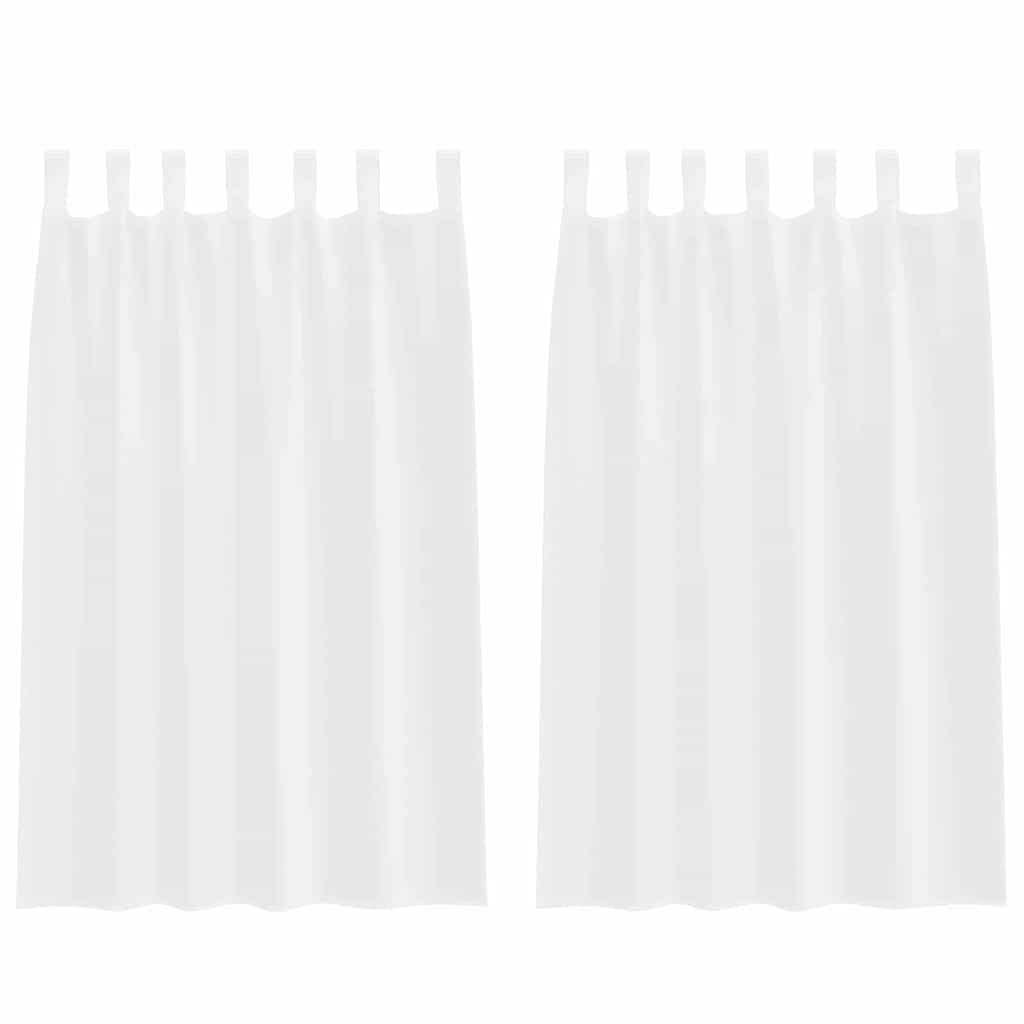 Voile Curtain with Drapes 2 pcs White 175 x 140 cm Polyester