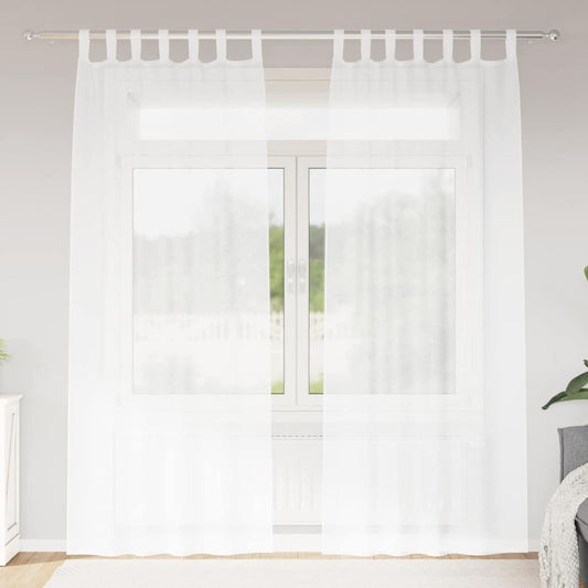 Voile-Vorhang mit Vorhängen 2 pcs Weiß 225 x 140 cm Polyester