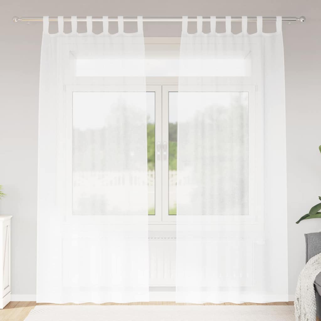 Voilage avec rideaux 2 pièces Blanc 260 x 140 cm Polyester