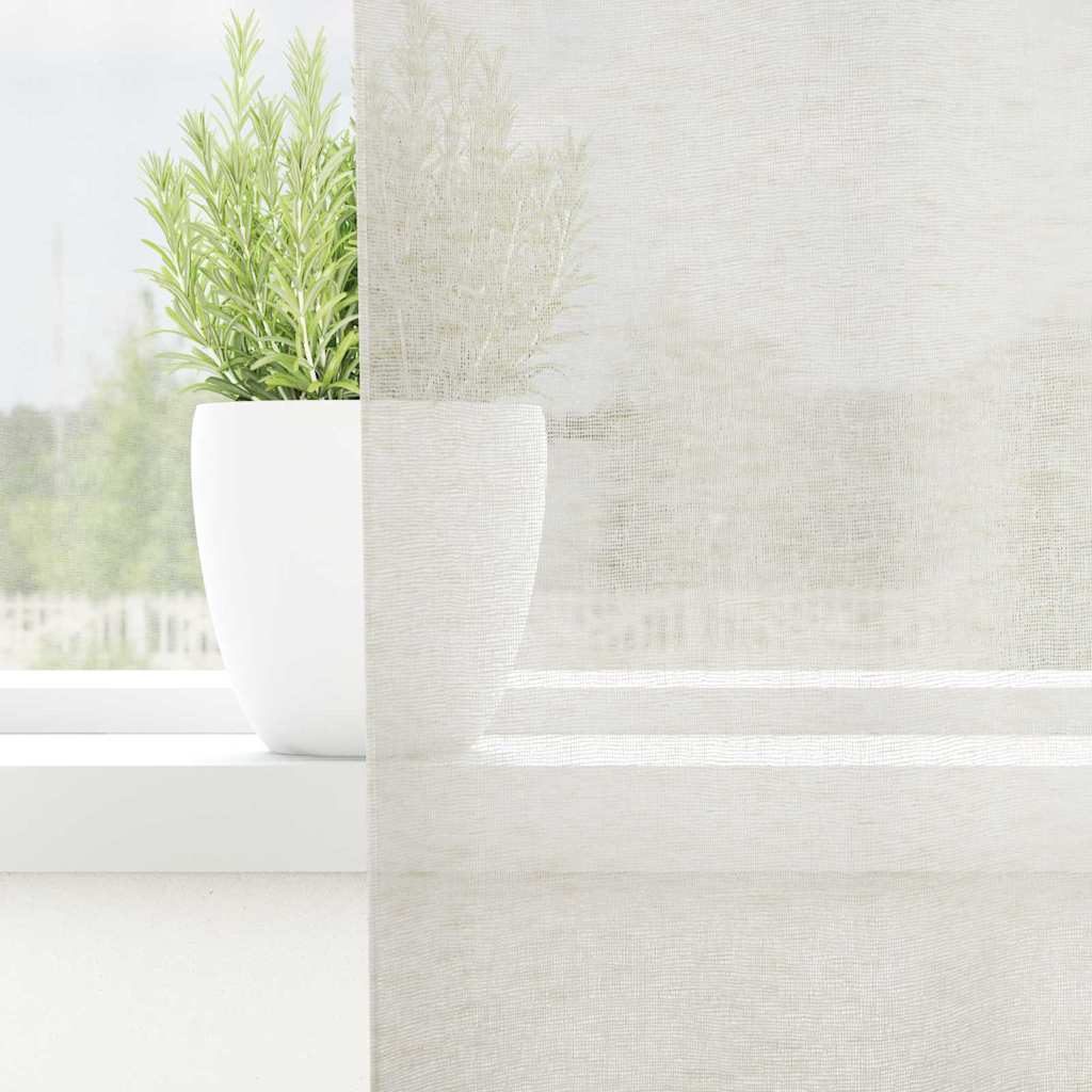 Voile-Vorhang mit Vorhängen 2 pcs Creme 175 x 140 cm Polyester