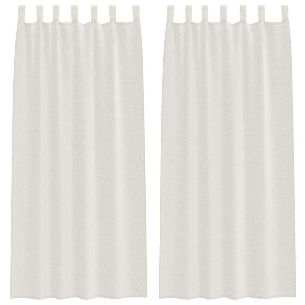 Voile Curtain with Drapes 2 pcs Cream 260 x 140 cm Polyester