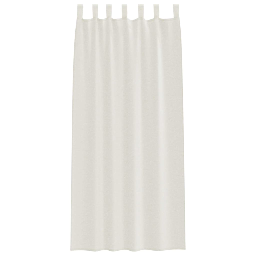 Voile Curtain with Drapes 2 pcs Cream 260 x 140 cm Polyester