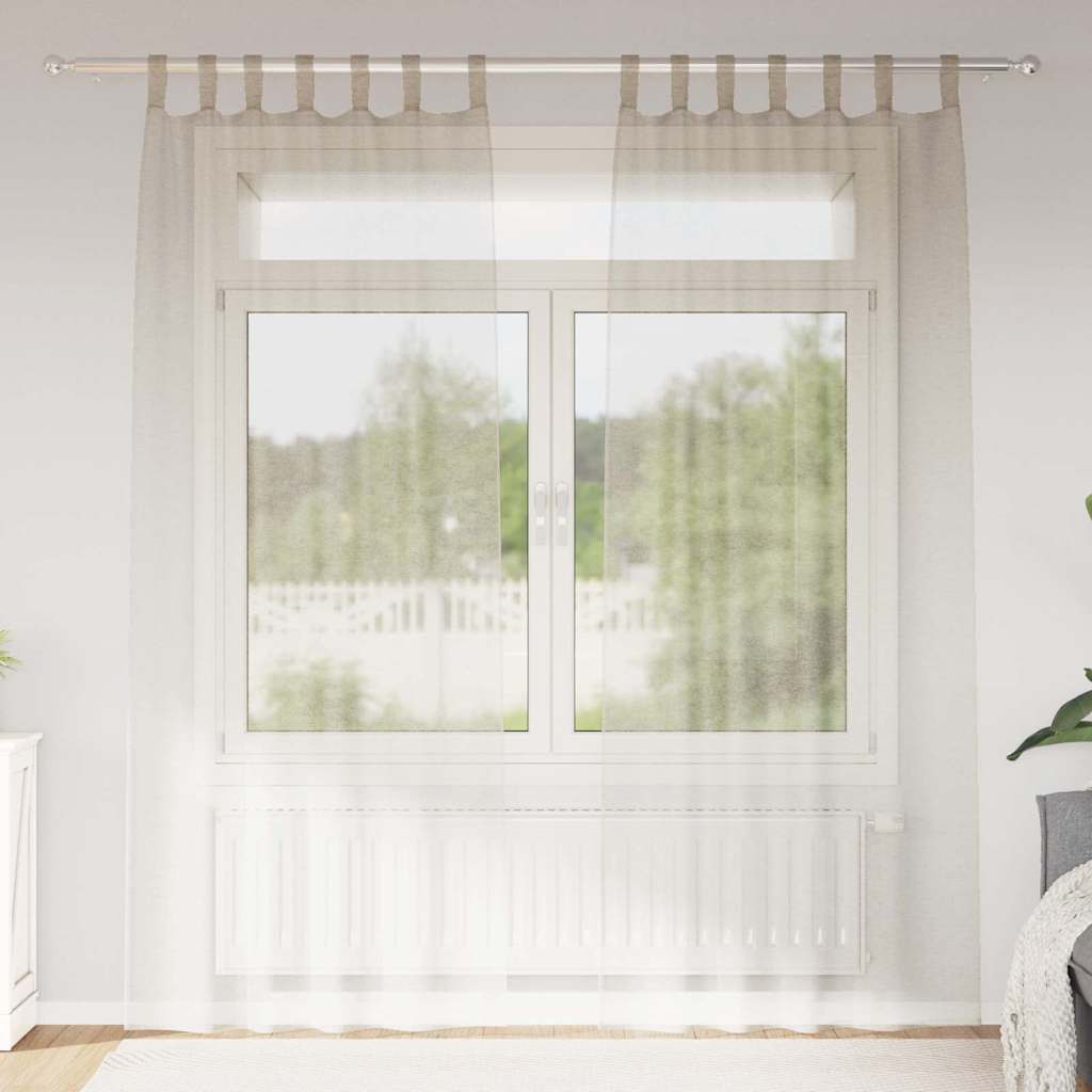 Voilage avec rideaux 2 pcs Sable 225 x 140 cm Polyester