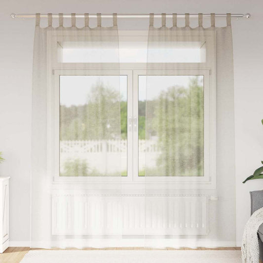 Voile-Vorhang mit Vorhängen 2 pcs Sand 225 x 140 cm Polyester