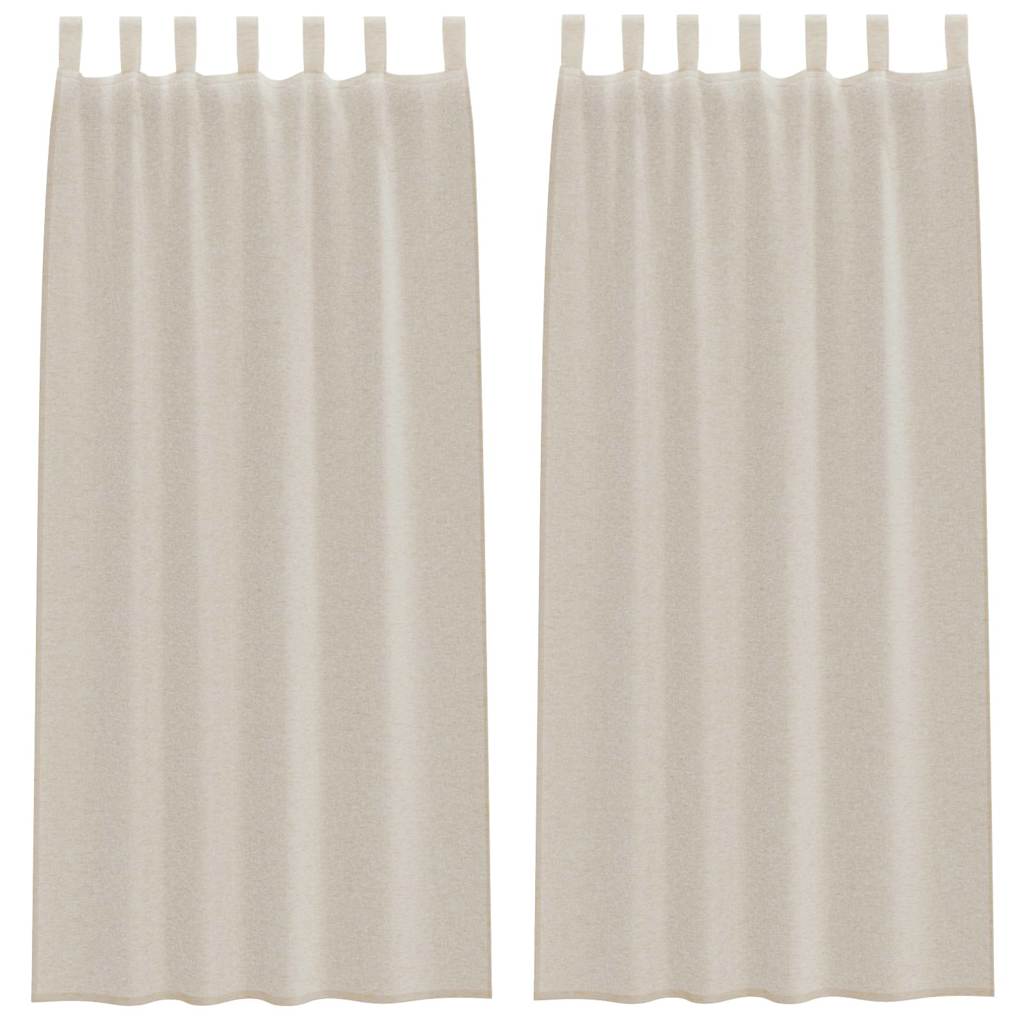 Voilage avec rideaux 2 pcs Sable 225 x 140 cm Polyester