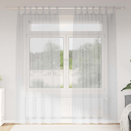 Voile-Vorhang 2 pcs Hellgrau 225 x 140 cm Polyester