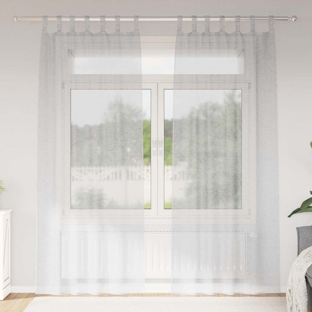 Voile Curtain 2 pcs Light Grey 260 x 140 cm Polyester