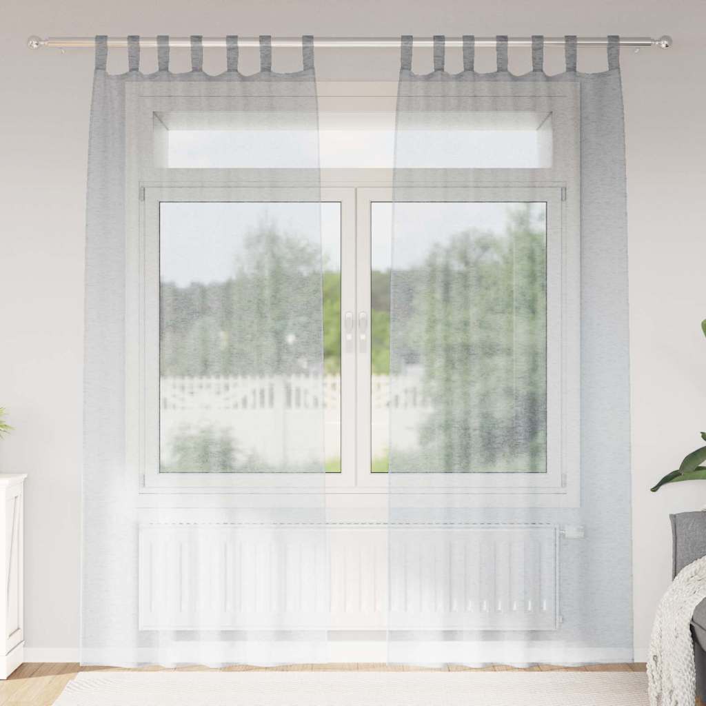 Sheer Curtain 2 pcs Dark Grey 225 x 140 cm Polyester