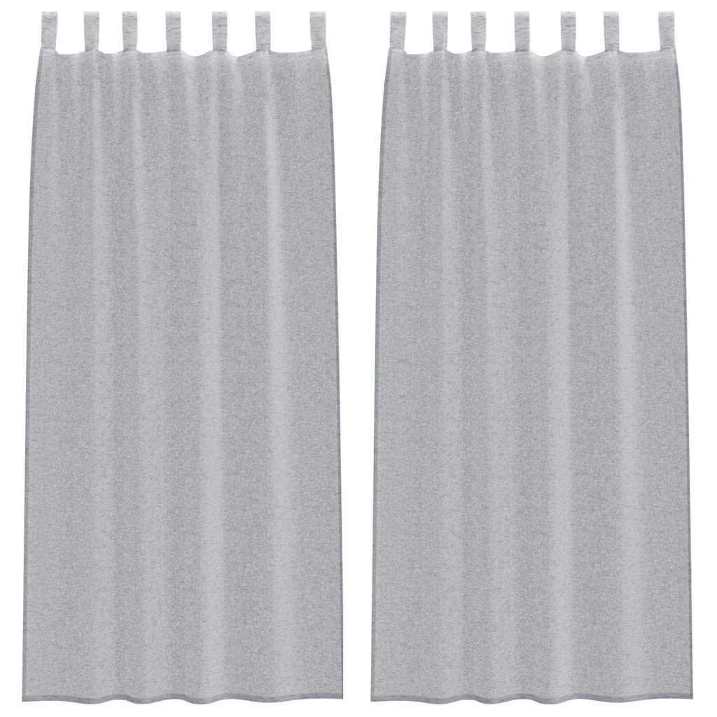 Sheer Curtain 2 pcs Dark Grey 225 x 140 cm Polyester