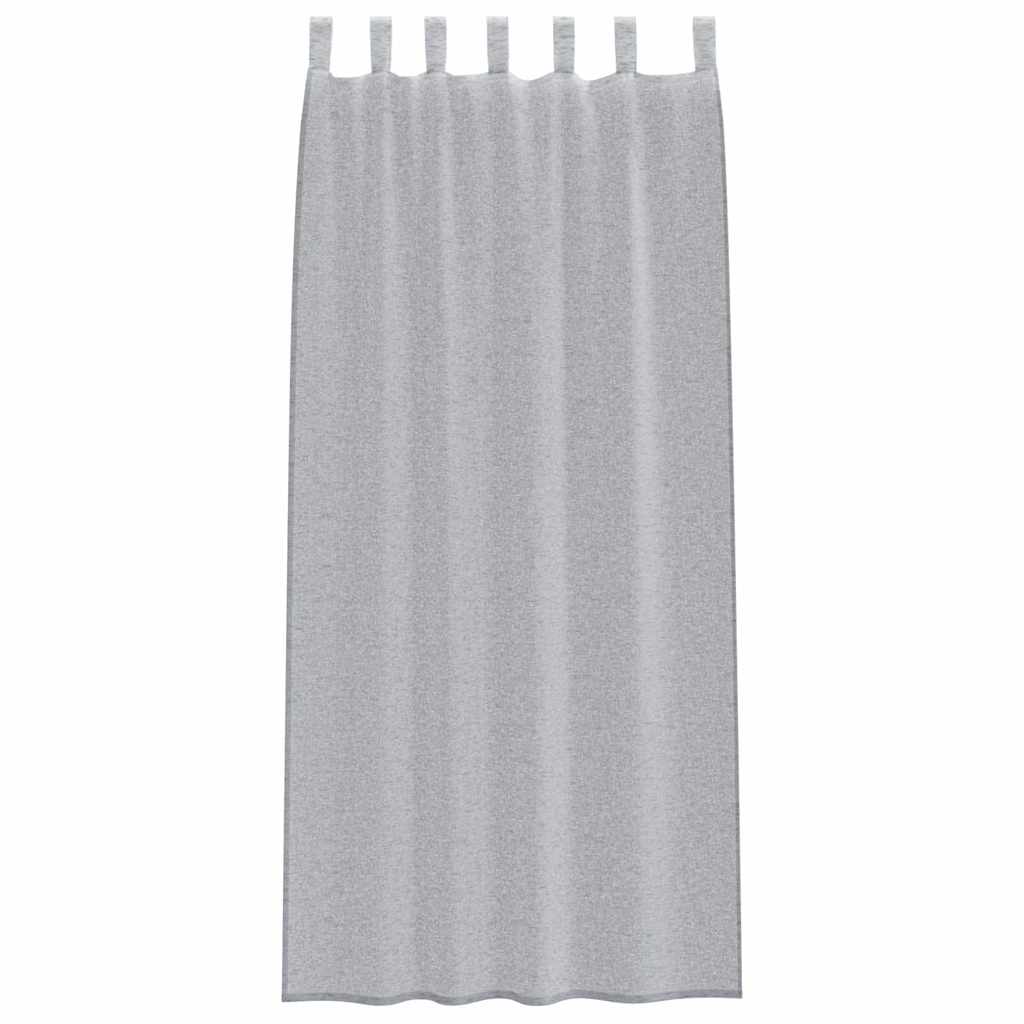 Sheer Curtain 2 pcs Dark Grey 225 x 140 cm Polyester