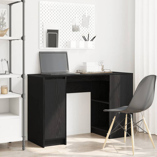 Bureau noir aspect chêne 120x42x76 cm panneaux de particules