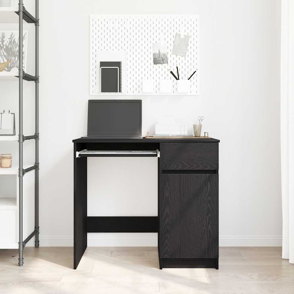 Bureau noir aspect chêne 86x49x76 cm Panneau de particules