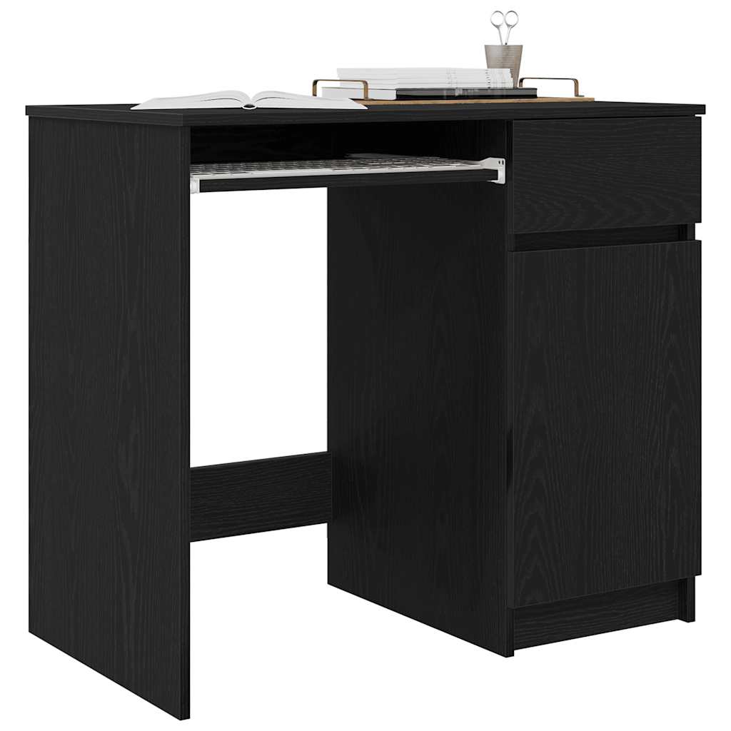 Bureau noir aspect chêne 86x49x76 cm Panneau de particules