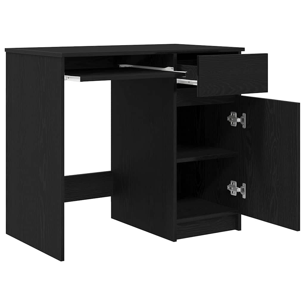 Bureau noir aspect chêne 86x49x76 cm Panneau de particules