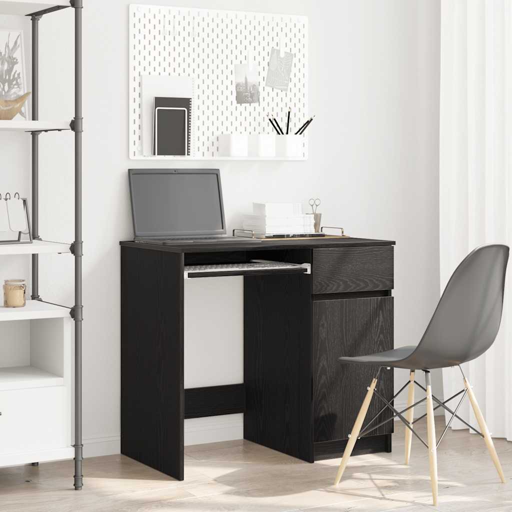 Bureau noir aspect chêne 86x49x76 cm Panneau de particules