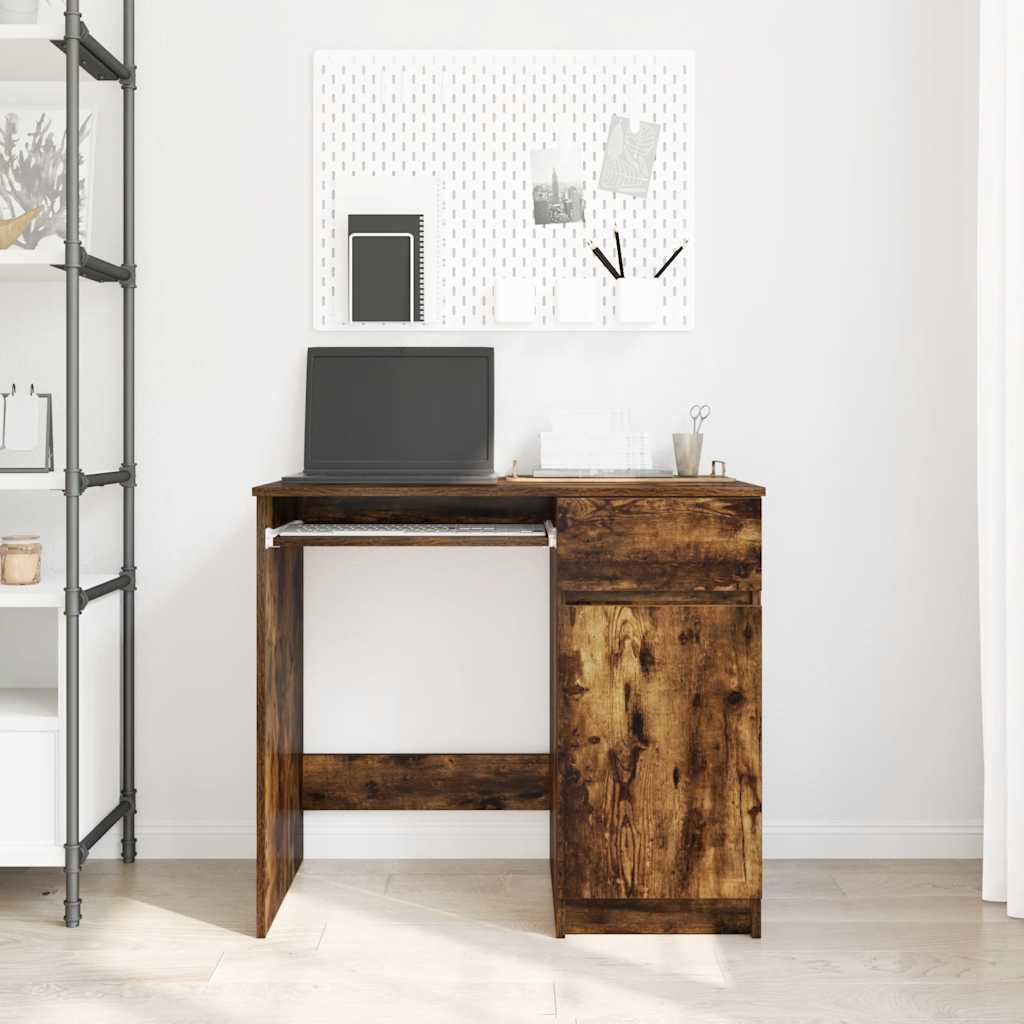 Bureau chêne fumé 86x49x76 cm bois d'ingénierie