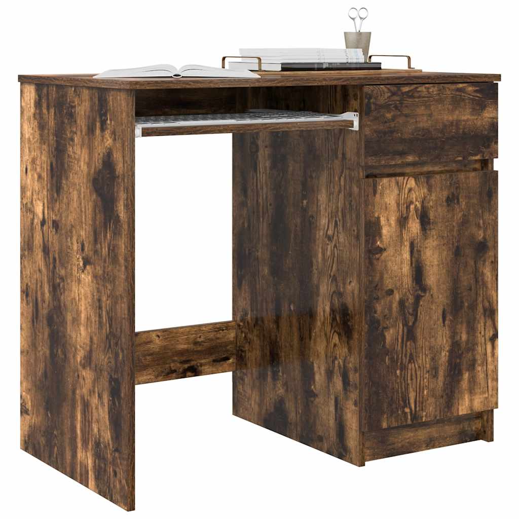 Bureau chêne fumé 86x49x76 cm bois d'ingénierie
